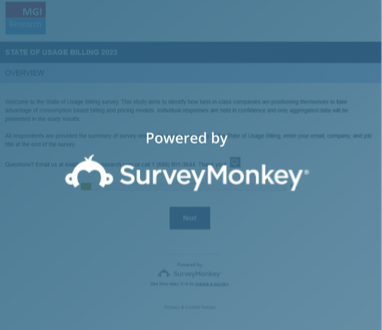 A blue background with the words SurveyMonkey